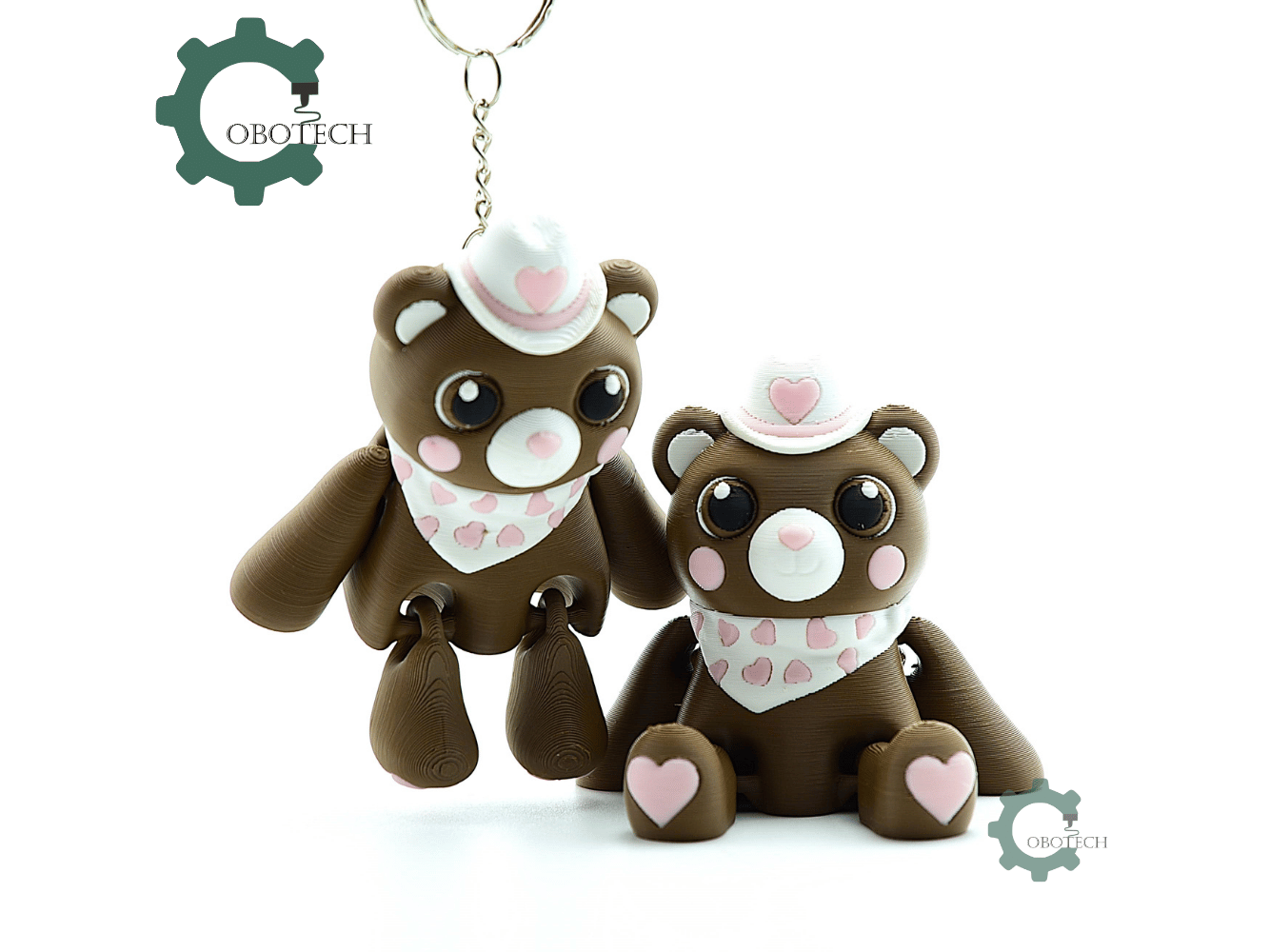 🤠 Cobotech Cowboy Teddy Bear Articulated Keychain - Cute Backpack